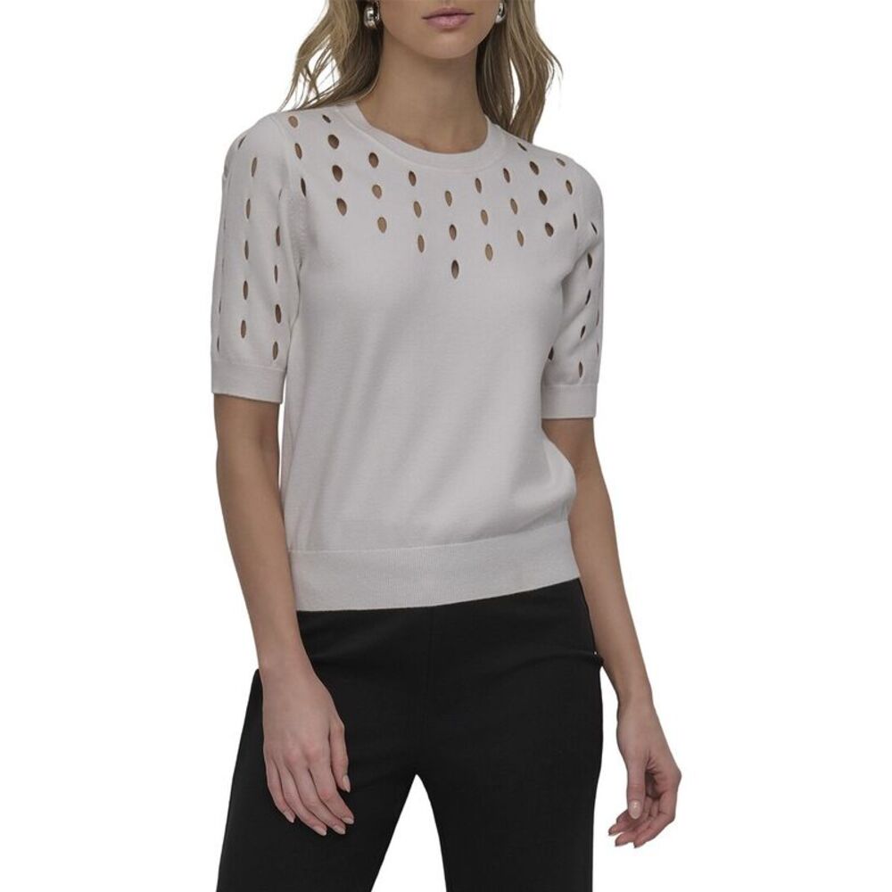 Dkny Womens  Cutout Detail Sweater, White